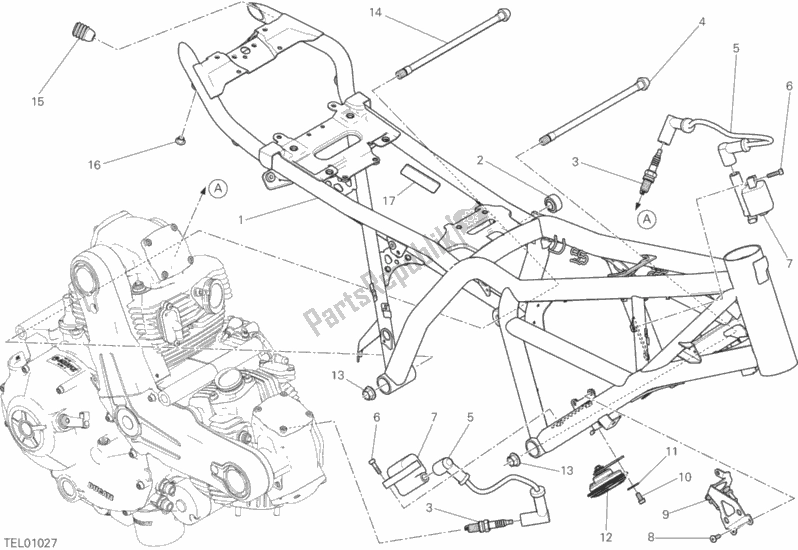 Tutte le parti per il Telaio del Ducati Scrambler Classic Thailand 803 2018